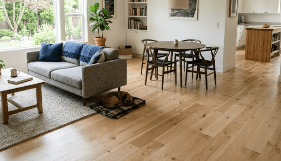 Maple solid hardwood flooring sample installed by 2020 Flooring with creamy color and fine uniform grain