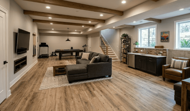 Luxury vinyl plank basement flooring installation by 2020 Flooring