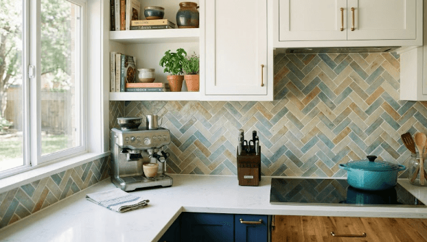 Kitchen backsplash tile installation by 2020 Flooring with clean modern finish