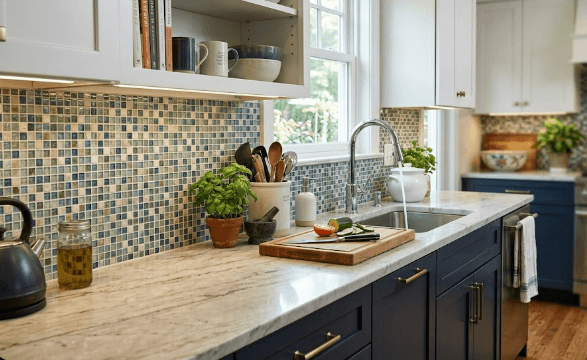 Mosaic tile kitchen backsplash installation by 2020 Flooring with intricate pattern detail