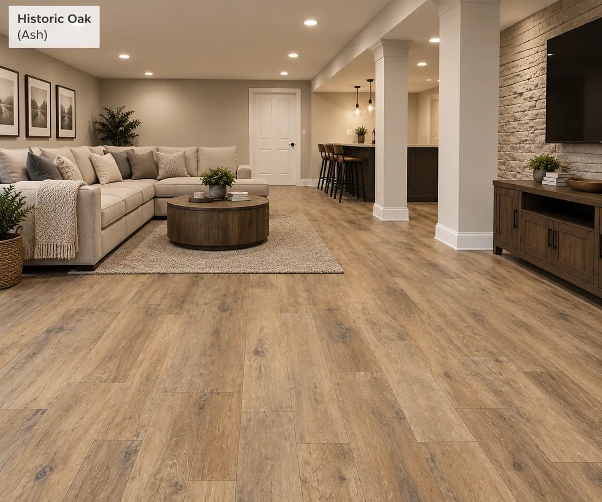 Mannington Restoration Historic Oak 6 3/8" Laminate in Ash — available at 2020 Flooring