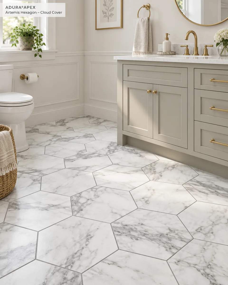 Mannington ADURA APEX Artemis Hexagon 13.6" x 11.8" Luxury Vinyl Tile in Cloud Cover — available at 2020 Flooring