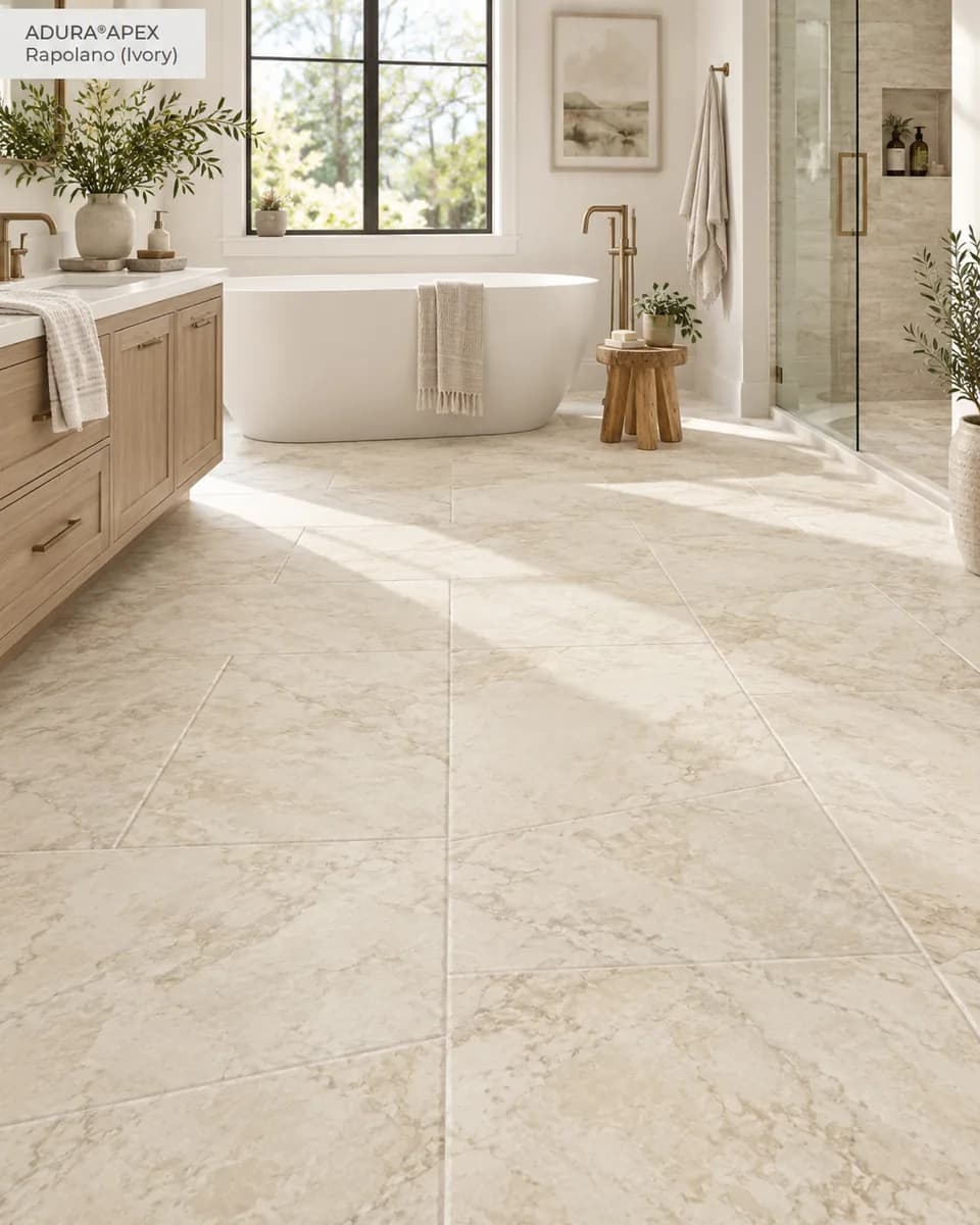 Mannington ADURA APEX Rapolano 18" x 36" Luxury Vinyl Tile in Ivory — available at 2020 Flooring