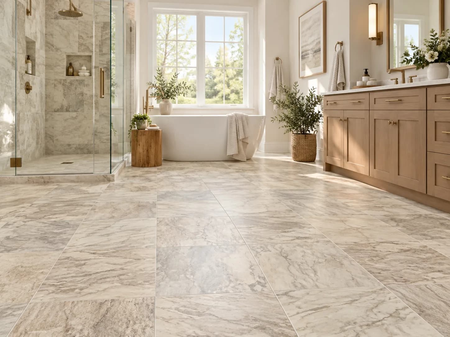 Mannington Platinum Cambridge Sheet Vinyl in Limestone — available at 2020 Flooring