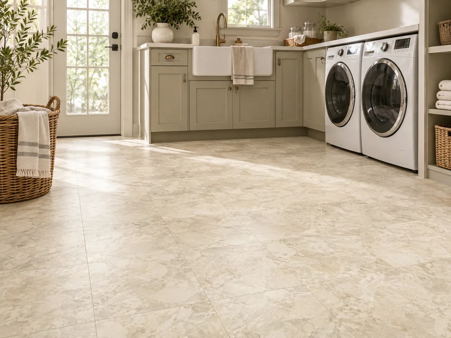 Mannington Platinum Capri Sheet Vinyl in Alabaster — available at 2020 Flooring
