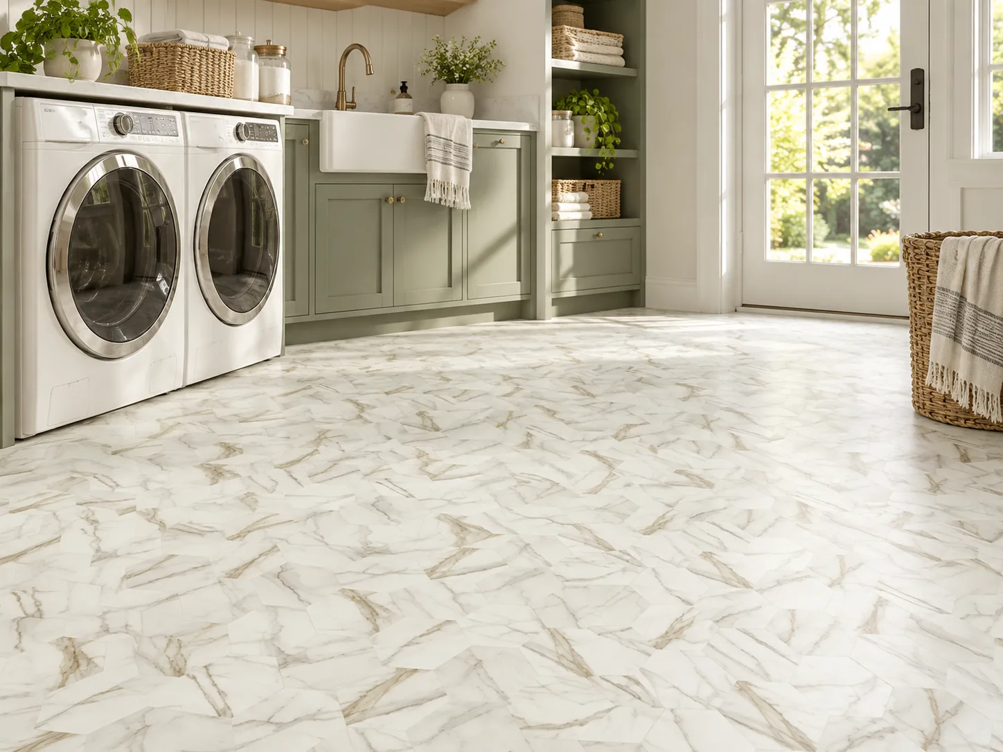 Mannington Platinum Carrara Sheet Vinyl in Ivory — available at 2020 Flooring