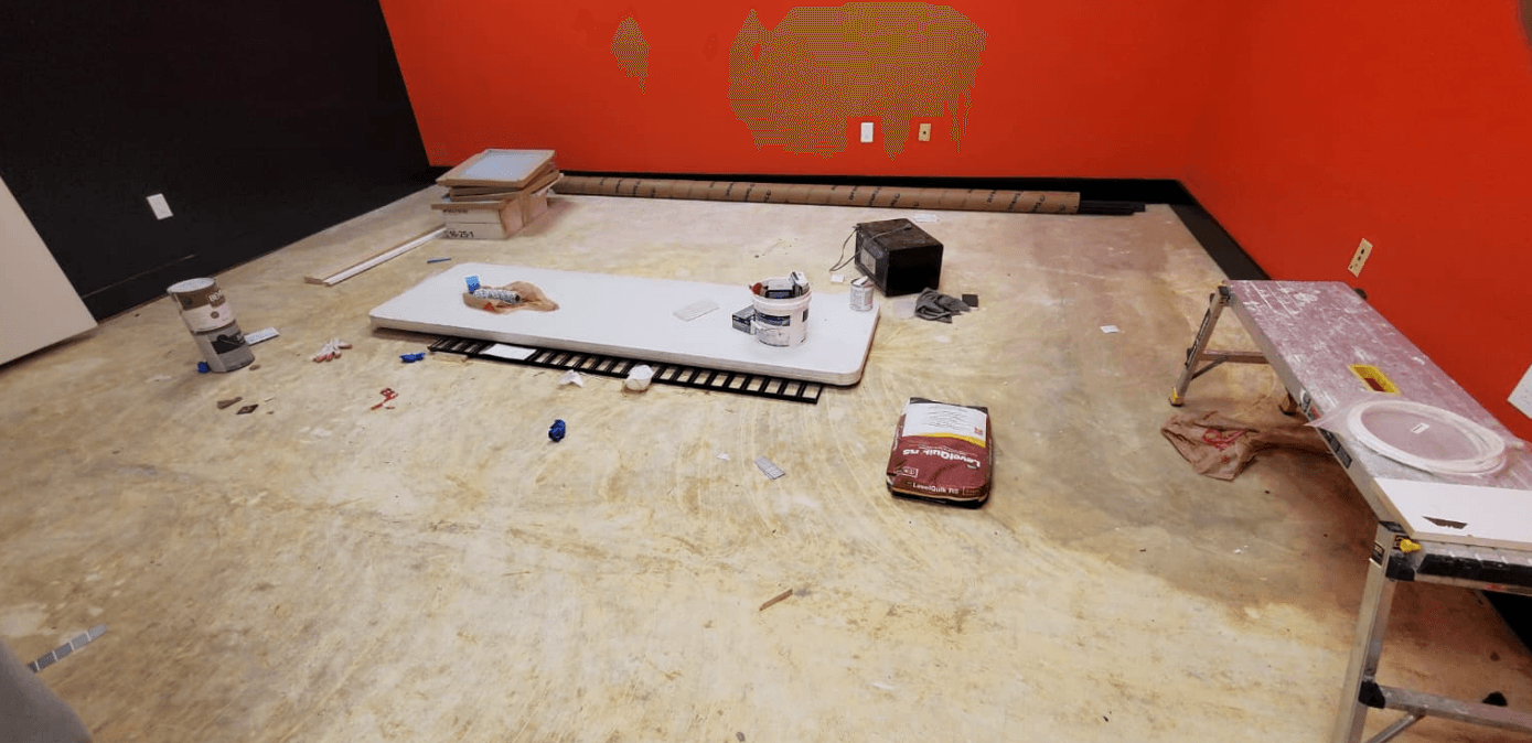 Commercial Gym Dumbell Area Subfloor Leveling