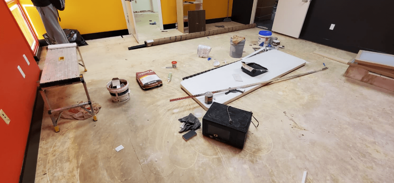 Gym Front Entrance Before Installation Preparation